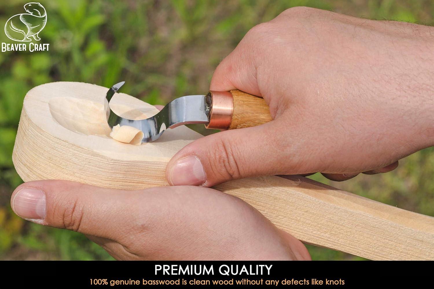 image:imageBeaverCraft Spoon Carving Blank BB1 Unfinished Wood for Whittling Tools Spoon Carving Kit Wood Carving Blocks Basswood for Crafts