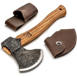 BeaverCraft Bushcraft Hatchet with Sheath for Camping AX3 – Small Wood Carving Axe – Forged Axes for Chopping – Forest Backpacking Hatchet with Wooden Handle – Firewood Splitting Axe, Gardening Axes