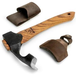 BeaverCraft Forged Adze Axe Wood Carving – Curved Woodworking Adze AX2 with Wooden Handle for Bowl Gutter – Spoon Carving Tool – Whittling Tools, Hatchet