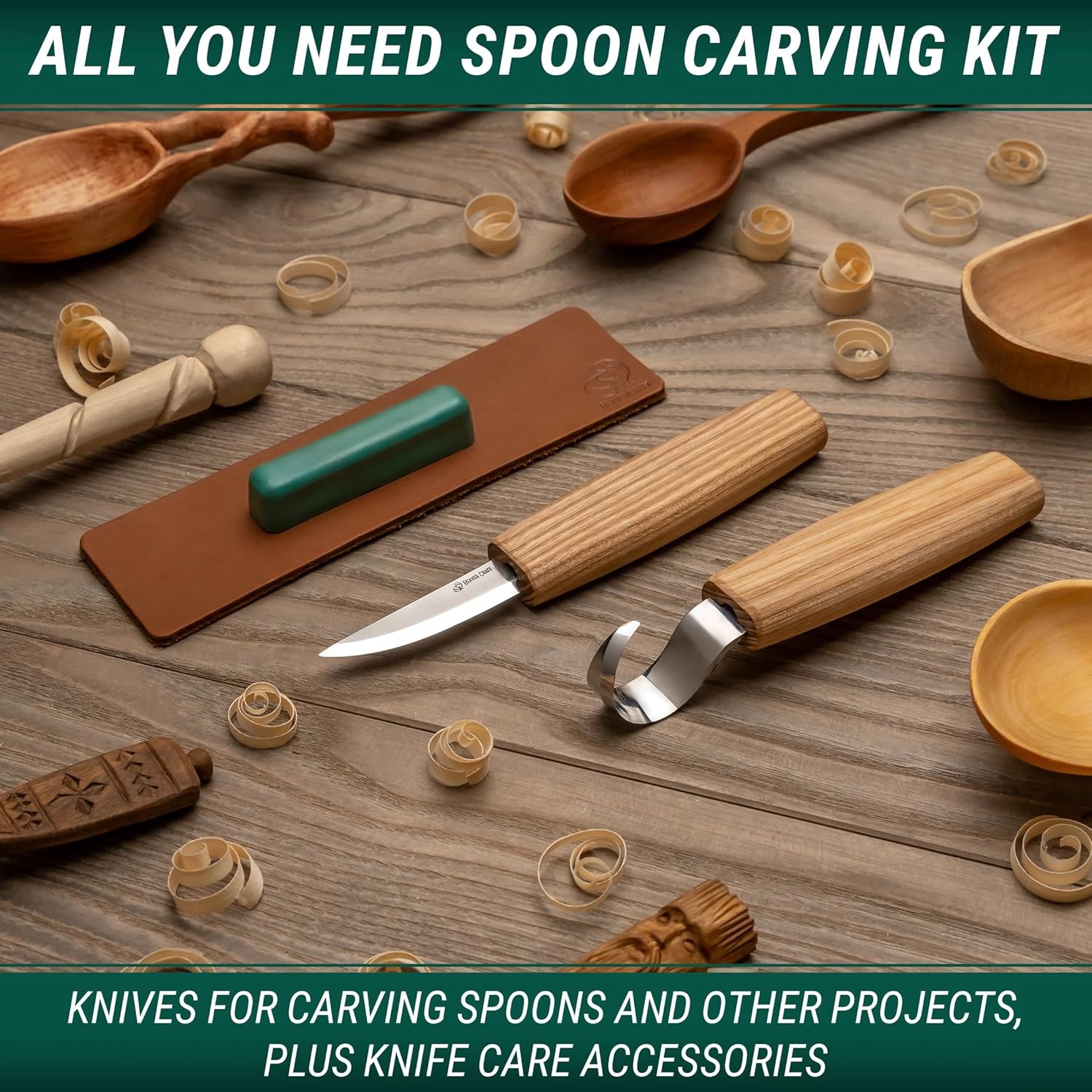 image:imageBeaverCraft S01 Wood Spoon Carving Knives Set Spoon Making Tools Kit Whittling Knife Hook Knife Righthanded Bowl Cup Kuksa for Beginners Woodworking Professional Wood Carving Kit
