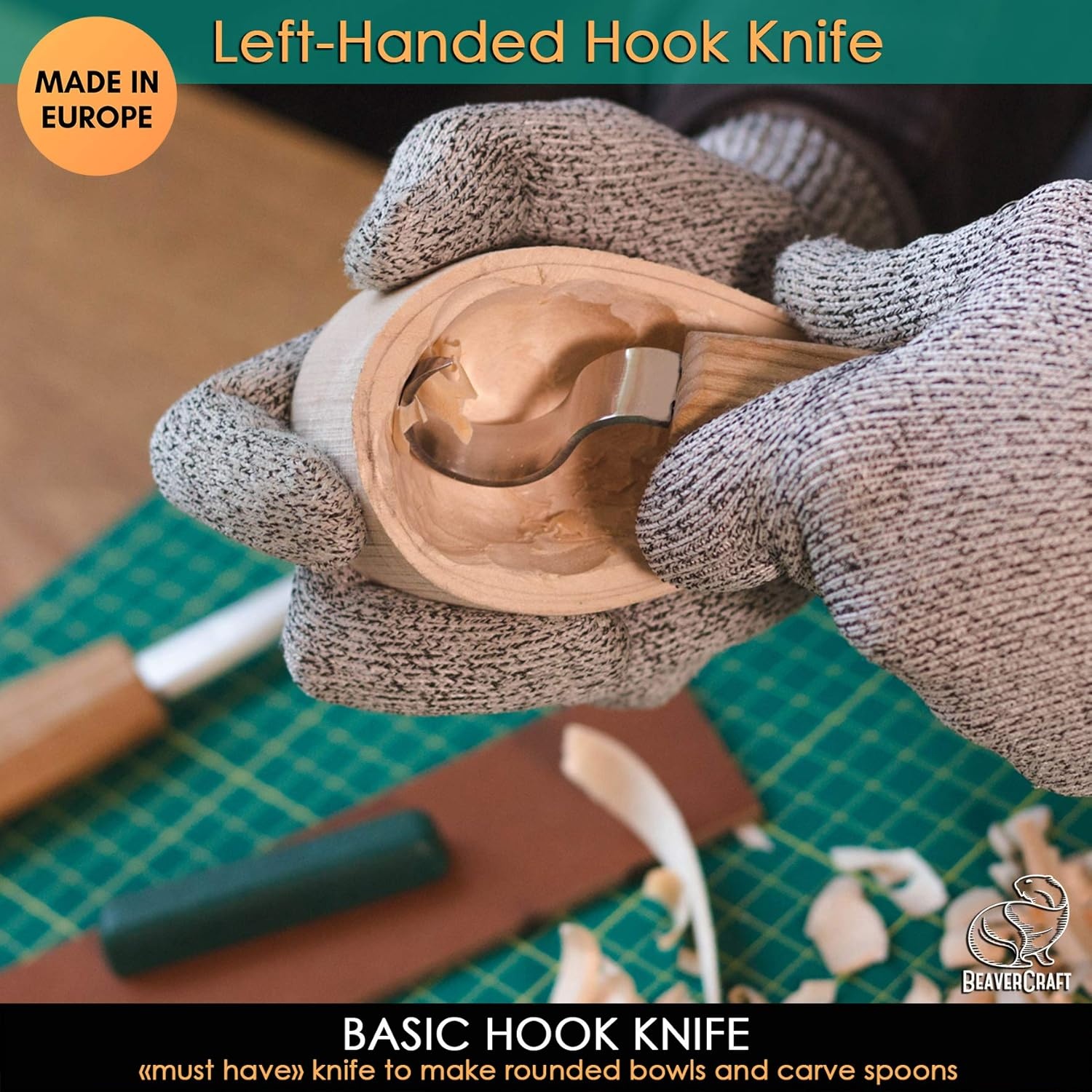 image:imageBeaverCraft S01L Wood Spoon Carving Knives Set Spoon Making Tools Kit Whittling Knife Hook Knife LeftHanded Bowl Cup Kuksa for Beginners Woodworking Professional Left Handed Wood Carving Kit