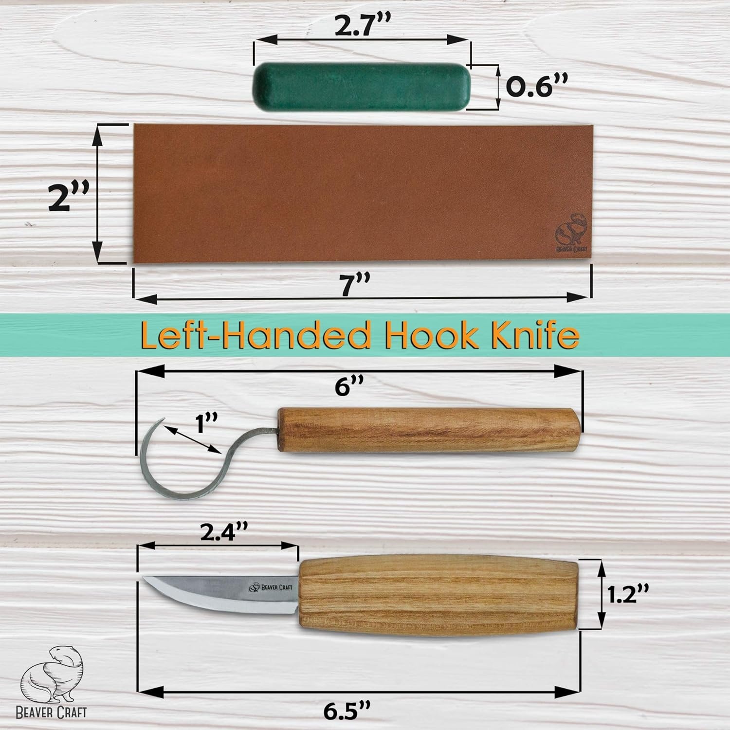 image:imageBeaverCraft S01L Wood Spoon Carving Knives Set Spoon Making Tools Kit Whittling Knife Hook Knife LeftHanded Bowl Cup Kuksa for Beginners Woodworking Professional Left Handed Wood Carving Kit