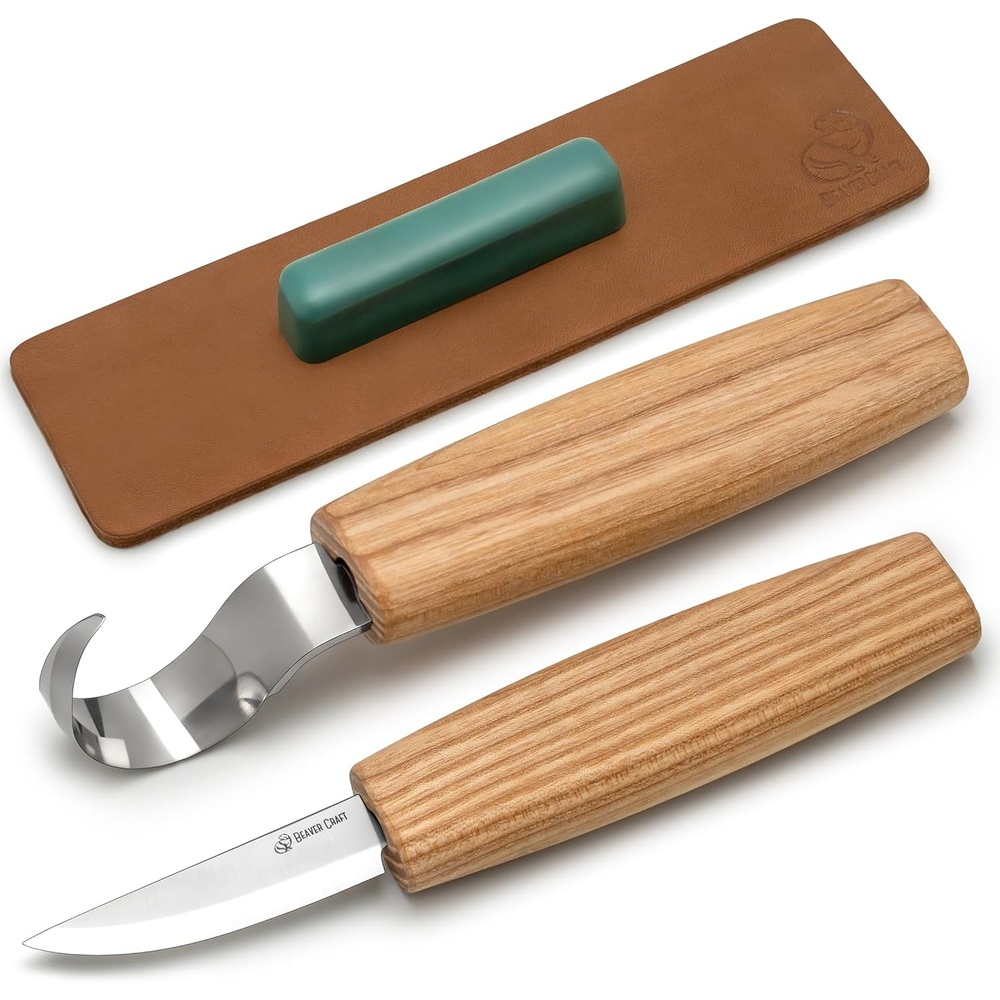 image:imageBeaverCraft S01 Wood Spoon Carving Knives Set Spoon Making Tools Kit Whittling Knife Hook Knife Righthanded Bowl Cup Kuksa for Beginners Woodworking Professional Wood Carving Kit