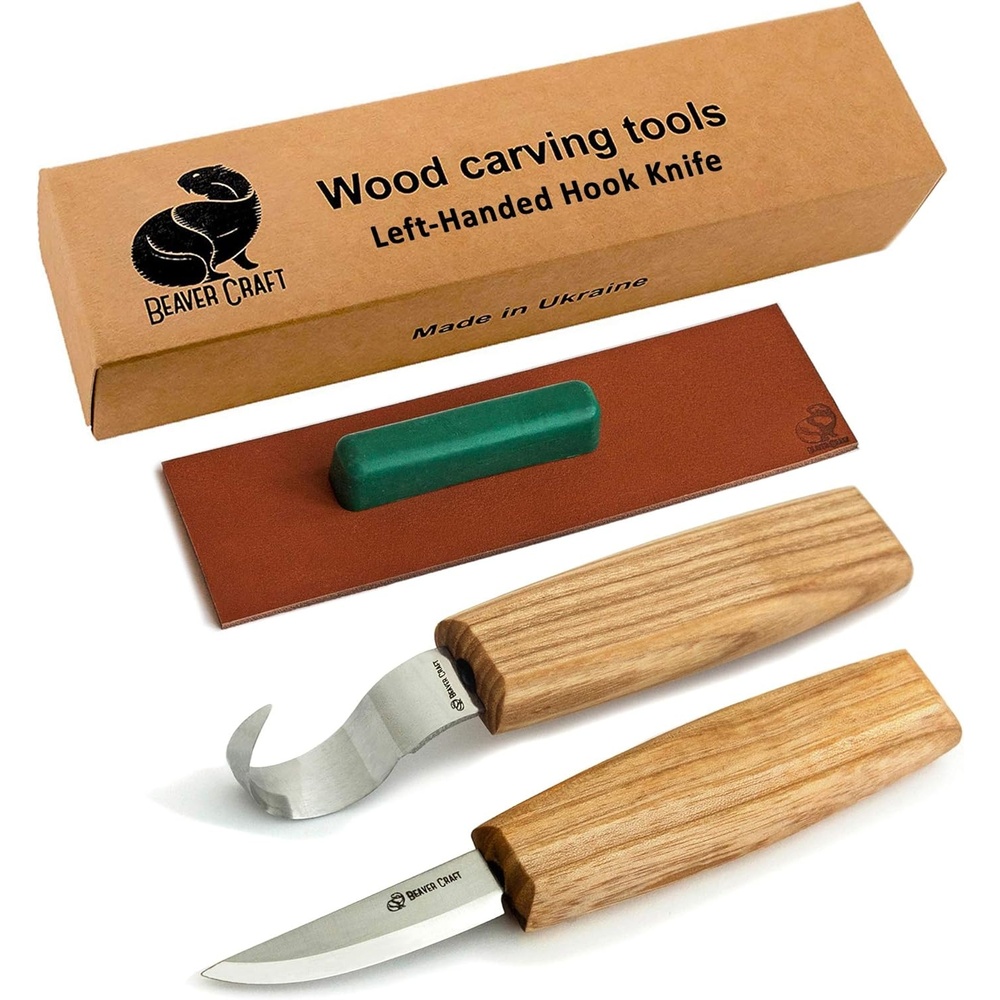 image:imageBeaverCraft S01L Wood Spoon Carving Knives Set Spoon Making Tools Kit Whittling Knife Hook Knife LeftHanded Bowl Cup Kuksa for Beginners Woodworking Professional Left Handed Wood Carving Kit